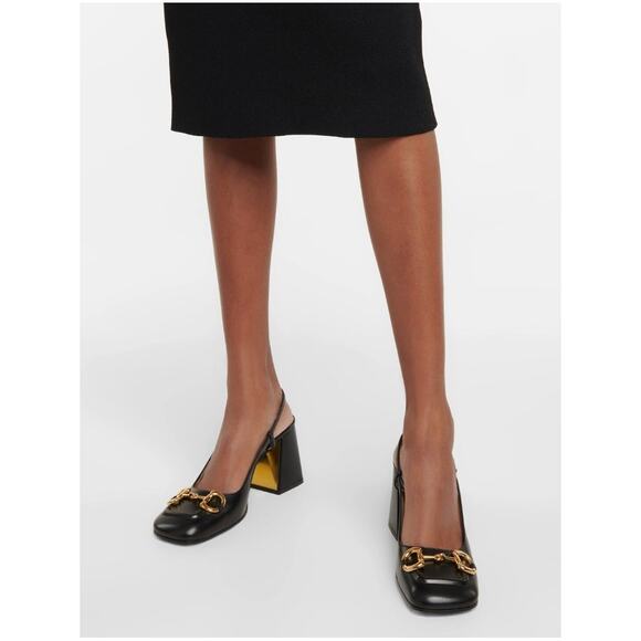 Gucci Baby Horsebit Slingback Pumps Black Leather Size 41 - Picture 2 of 16